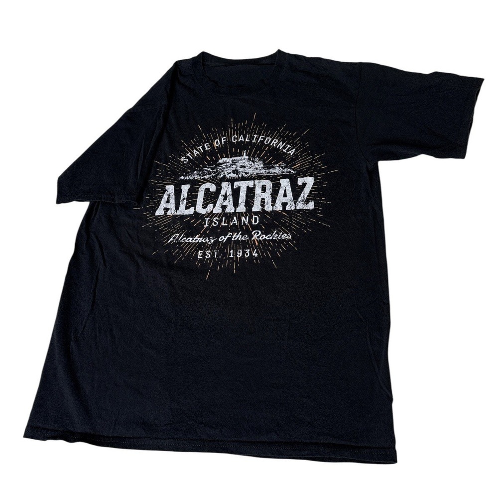 Alcatraz Island Tee Men's Small Crewneck San Francisco Black Souvenir T-Shirt